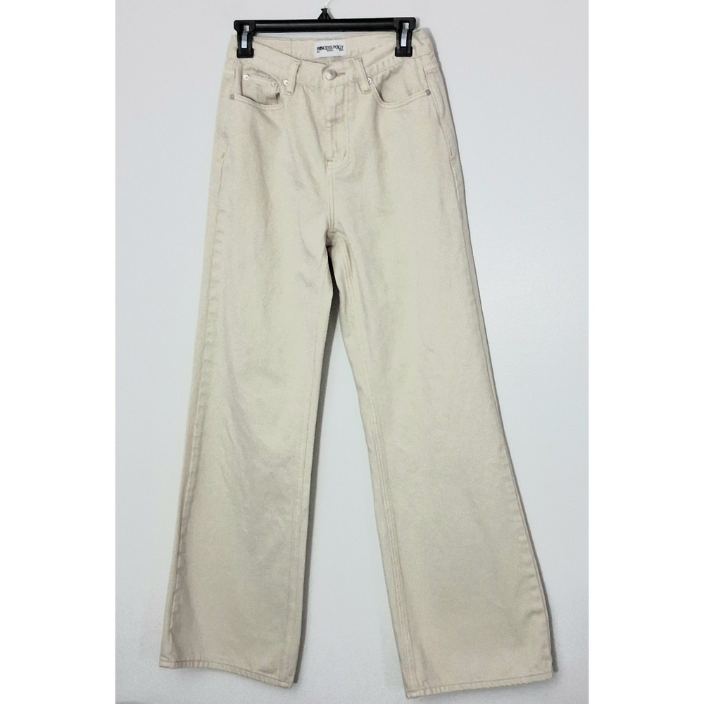 Princess Polly Ivory Jeans Women's Size 4 Wide Leg Pockets Zip Button Pre-owned